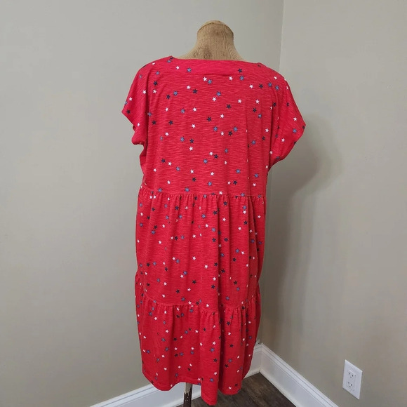 Multiples size L tiered dress red white blue stars notch neck 4th of July - Picture 4 of 7